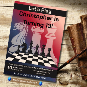 Geburtstag Schach Party Einladung Spaß Spiel Thema