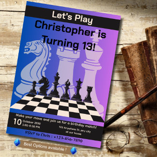 Geburtstag Schach Party Einladung Spaß Spiel Thema