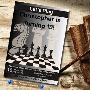 Geburtstag Schach Party Einladung Spaß Spiel Thema