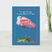 Geburtstag, Schwägerin, Peekaboospoonbill-Karte