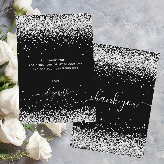 Geburtstag schwarz silber Glitzer Staub danke (Von Creator hochgeladen)