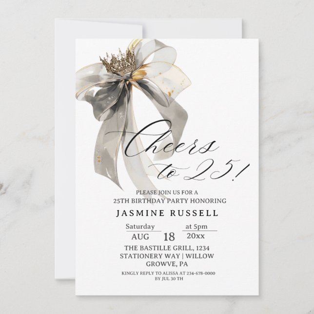 Geburtstag Schwarz und Weiß Einladung (Vorderseite)