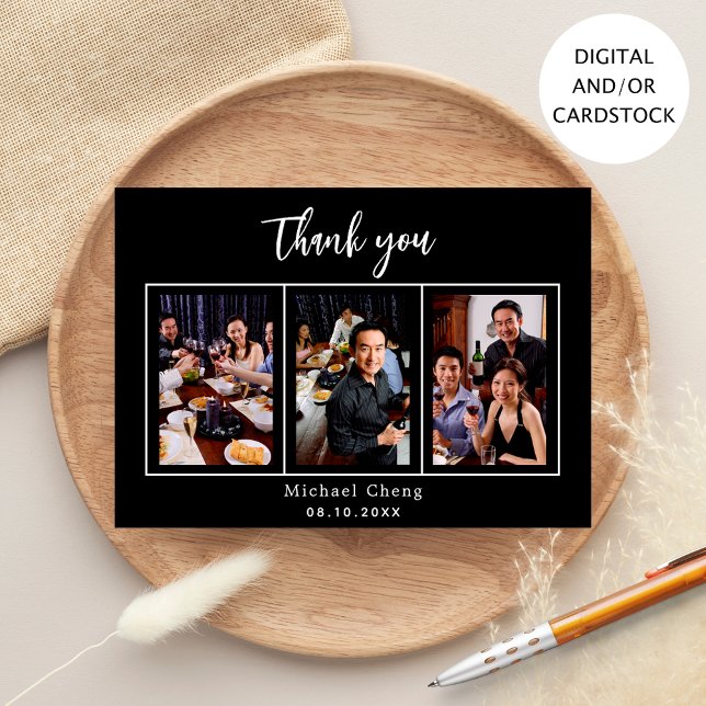 Geburtstag Schwarz-weißes Foto Dankeschön Karte (Von Creator hochgeladen)