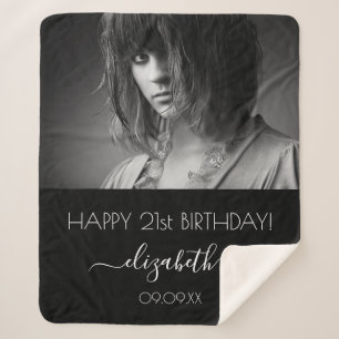 Geburtstag Schwarz-weißes Foto modern Sherpadecke