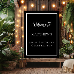 Geburtstag Schwarz-weißes Party willkommen Poster