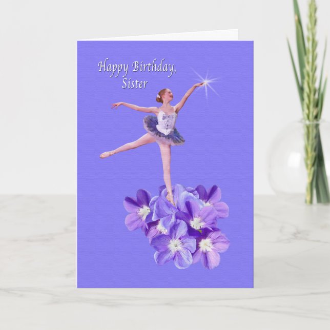 Geburtstag, Schwester, Ballerina, Violets Karte (Vorderseite)