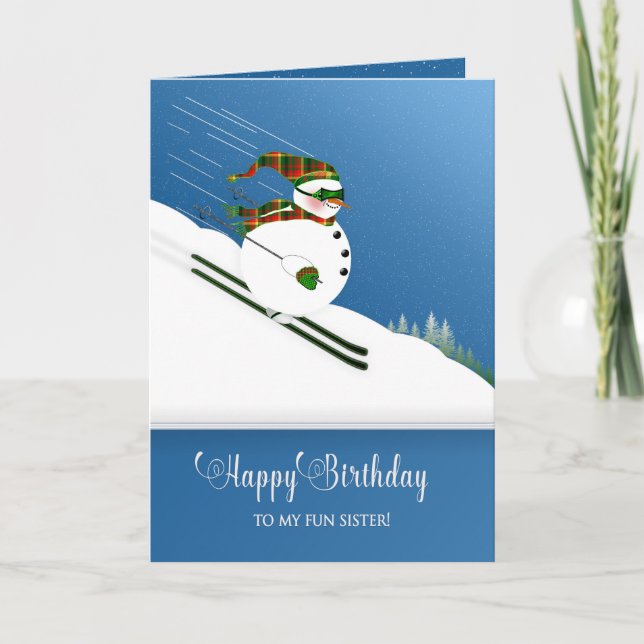 Geburtstag, Schwester, glücklicher Schneemann, der Karte (Vorderseite)