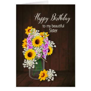 GEBURTSTAG - SCHWESTER - LAND FLOWERS/VASE