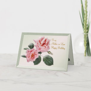 Geburtstag, Schwiegermutter-Karte. Rosa Rosen Karte
