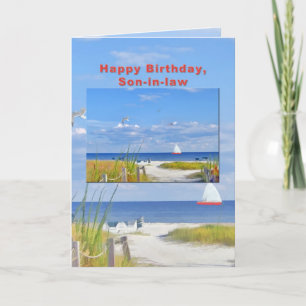 Geburtstag, Schwiegersohn, Beach- und Ocean View C Karte