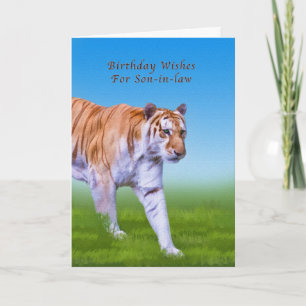 Geburtstag, Schwiegersohn, Tiger Walking Karte