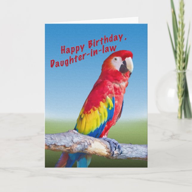 Geburtstag, Schwiegertochter, Macaw Parrot Karte (Vorderseite)