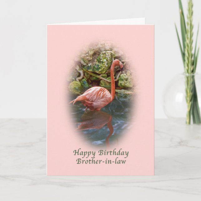 Geburtstag, Schwiegervater, rosa Flamingo-Karte Karte (Vorderseite)