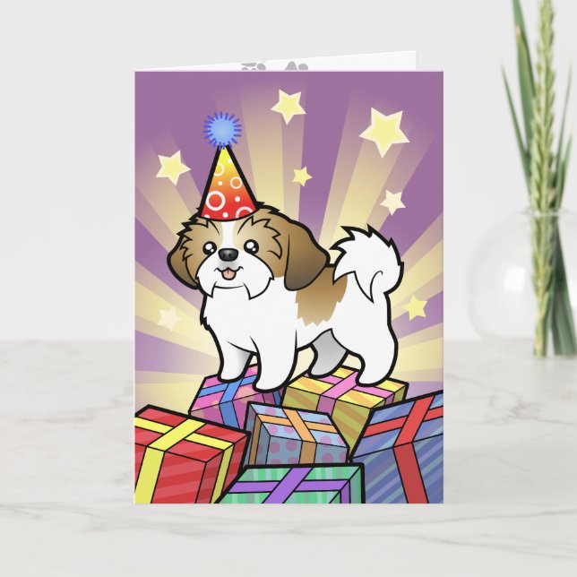 Geburtstag Shih Tzu (Welpenschnitt) Karte (Vorderseite)