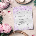 Geburtstag Silber lila Glitzer Einladung Flyer<br><div class="desc">Bitte beachten Sie, dass diese Einladung auf Flyer Papier und sehr dünn ist. Umschläge sind nicht enthalten. Für dickere Einladungen (gleiche Gestaltung) besuchen Sie bitte unseren Shop. Für einen eleganten 50. Geburtstag (oder jedes Alter). Ein Imitat silber aussehender Hintergrund. Dekoriert mit lila Imitaten Glitzer Glitzern. Personalisieren und fügen Sie Namen,...</div>