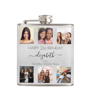 Geburtstag Silberbeste Freunde Foto Namen Flachmann