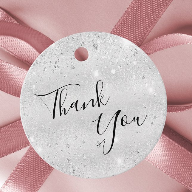 Geburtstag silberne Glitzern danke Geschenkanhänger (Von Creator hochgeladen)