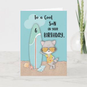 Geburtstag Sohn 6 Jahre Strand Lustig Cooler Wasch Karte