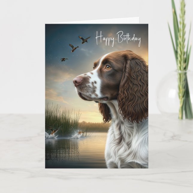 Geburtstag Springer Spaniel mit Enten Karte (Vorderseite)