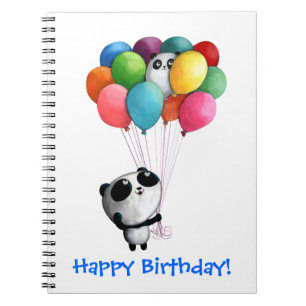 Geburtstag steigt Panda-Bären im Ballon auf Notizblock