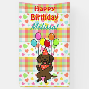 Geburtstag steigt Schokoladen-Labrador-Fahne im Banner