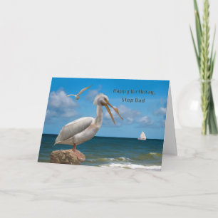 Geburtstag, Step Vater, White Pelican on a Rock Karte