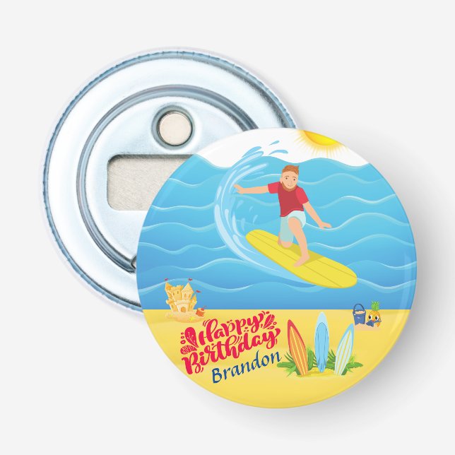 Geburtstag surfen flaschenöffner (Vorderseite)