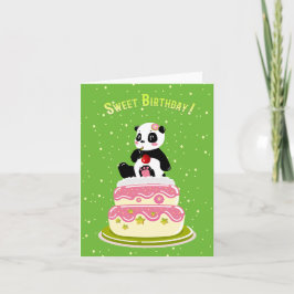 Geburtstag süß / Niedlicher Panda mit Kuchen und K Karte