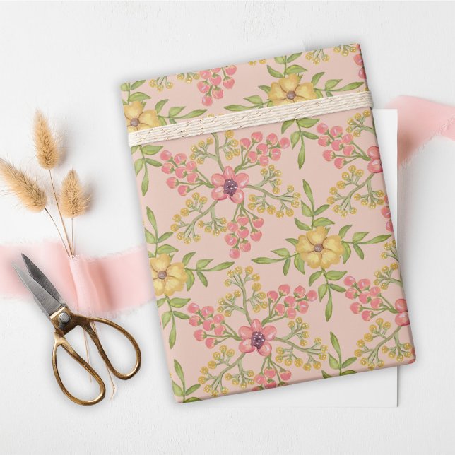 Geburtstag Sweet 16 Niedliche, Hübsche Rosa Blume Geschenkpapier (Von Creator hochgeladen)