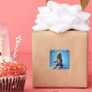 Geburtstag T-Rex Quadratischer Aufkleber
