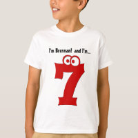 Geburtstag-T-Shirt für 7-jährig-Spaß-Rot-Zahl