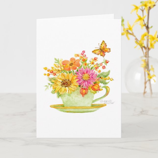 Geburtstag Teacup Schöne Tag Freude Karte (Gelbe Blume)