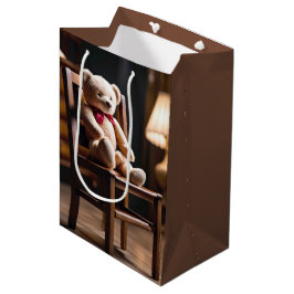 Geburtstag Teddy Bären auf einem Stuhl Mittlere Geschenktüte