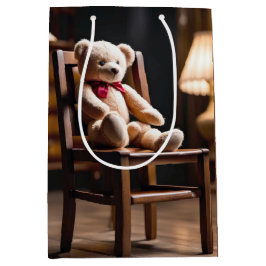 Geburtstag Teddy Bären auf einem Stuhl Mittlere Geschenktüte