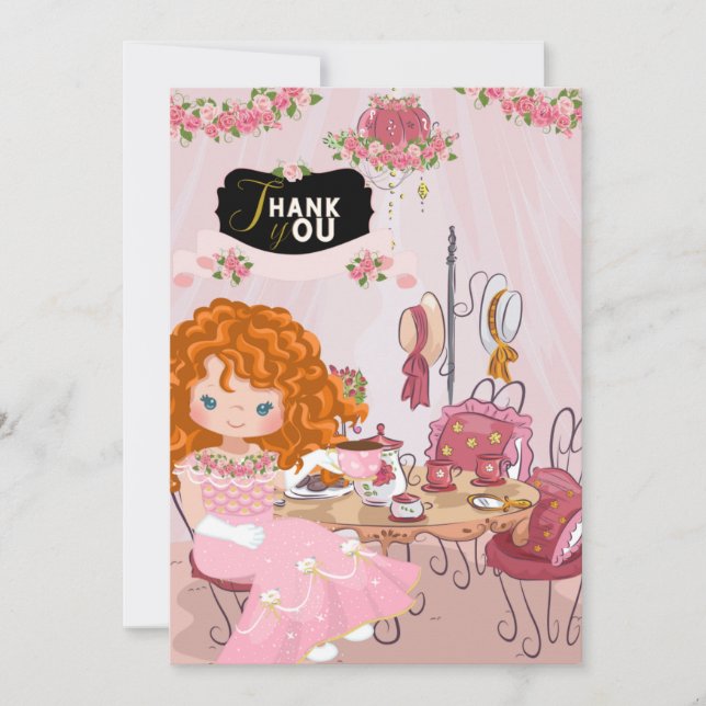 Geburtstag Tee Party 3 Danke Karte (Vorderseite)