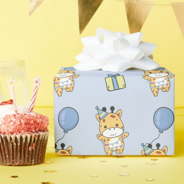 Geburtstag Tier Niedlich Giraffe Kindergeburtstag  Geschenkpapier (Geburtstagsparty)
