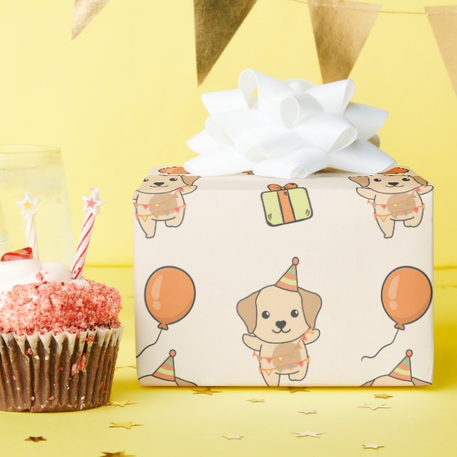 Geburtstag Tier Niedlich Labrador Kindergeburtstag Geschenkpapier (Geburtstagsparty)