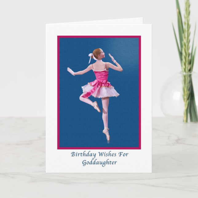 Geburtstag, Tochter, Ballerina auf Blue Card Karte (Vorderseite)
