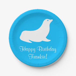 Geburtstag Türkis Seelöwe 4Frankie (Name) Pappteller