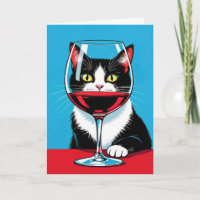 Geburtstag Tuxedo Katze durch ein Glas Wein