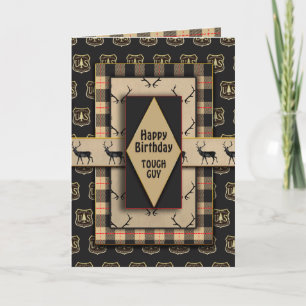 Geburtstag Typ Masculine Brown Plaid Card Karte
