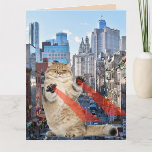 GEBURTSTAG ÜBERLEITUNG KATZE ÜBER NEUYORK STADTKAR KARTE