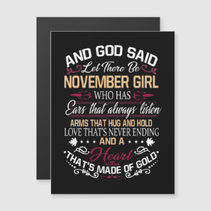 Geburtstag   Und Gott sprach Lass es November-Mädc Magneteinladung