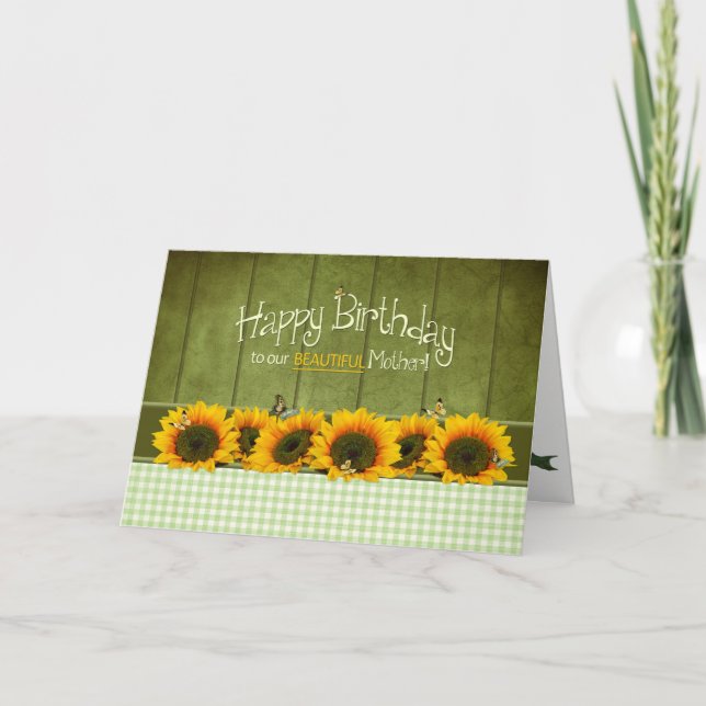 Geburtstag - UNSERE MUTTER - Sonnenblumen und Karte (Vorderseite)