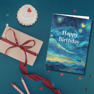 Geburtstag Van Gogh Düsenflugzeug Blaue Wolken Spa Karte