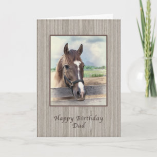 Geburtstag, Vater, Braunes Pferd mit Bridle Karte