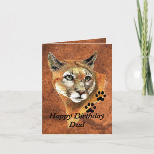 Geburtstag Vater Cougar, Puma, Mountain Lion Anima Karte