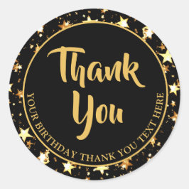 Geburtstag Vielen Dank, dass Sie Script Black Gold Runder Aufkleber