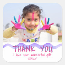 Geburtstag Vielen Dank Kids Foto Sticker Pink Girl