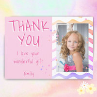 Geburtstag Vielen Dank Kinder Foto-Karte Pink Girl